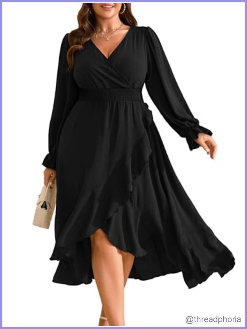 Plus Size Maxi Dress V Neck High Low Wedding Guest Dress